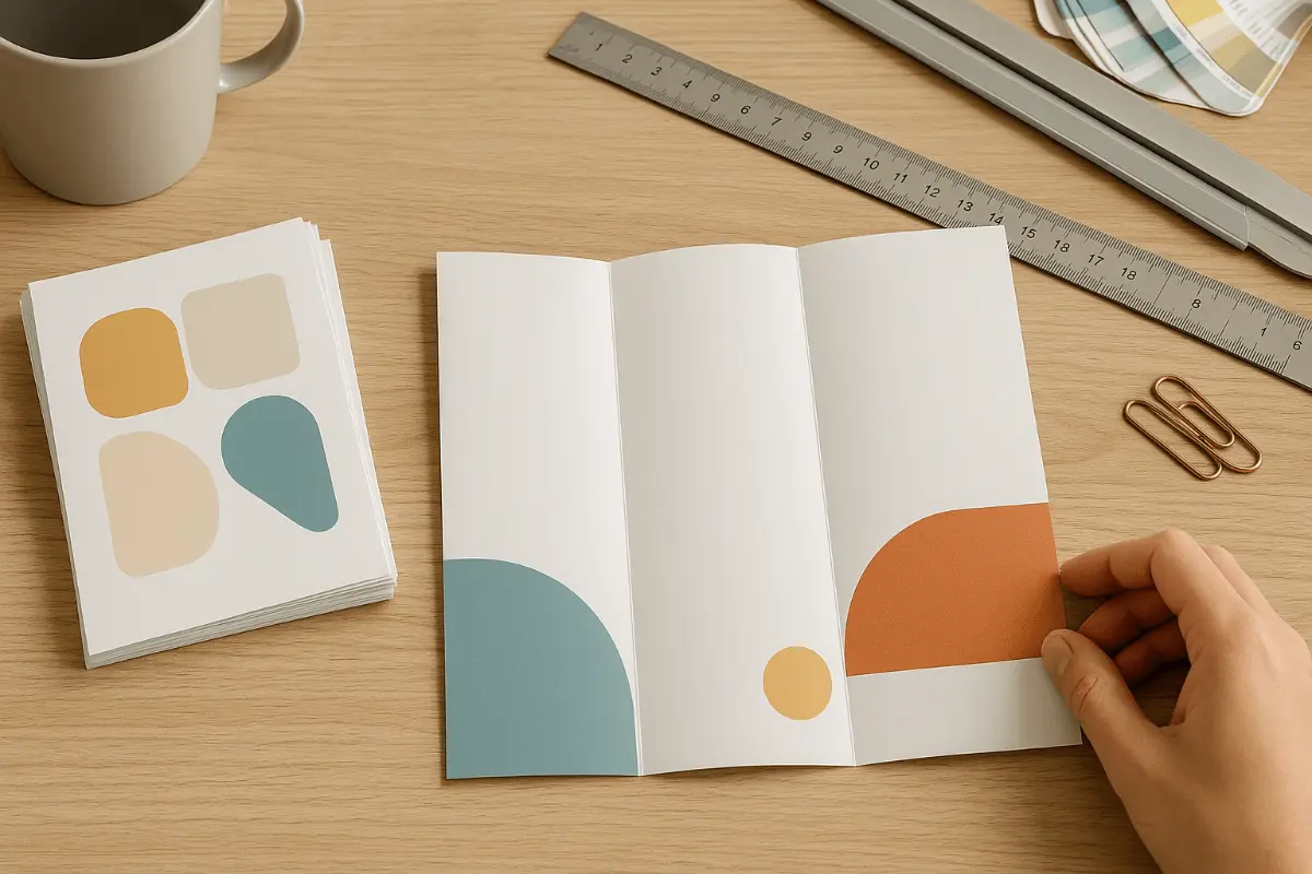 Flyere sau pliante - Afla diferentele dintre cele doua produse de print digital. Imagine cu un flyer si un pliant trifold