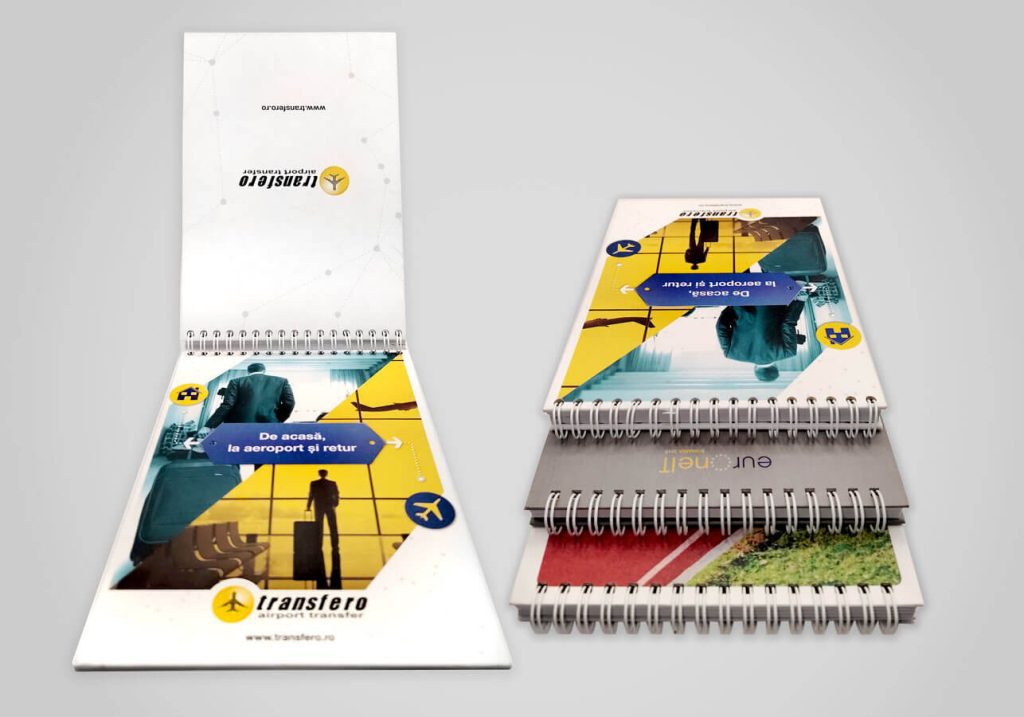 Agende personalizate cu spira printate color pe diferite medii de printare